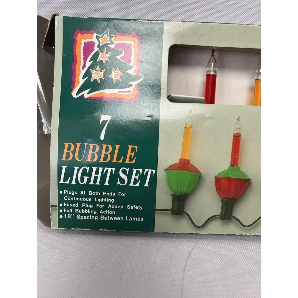 VTG Bubbling Lights Christmas Tree Holiday Decorative - 7 light set